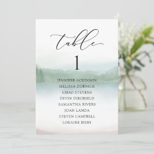 Abstract Lake & Trees Wedding Seating Chart Cards