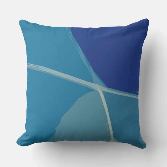Abstract Lake Water Pattern Teal Blue Outdoor Pillow (Front)