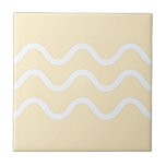 Abstract Lake Waves Beige and White Ceramic Tile