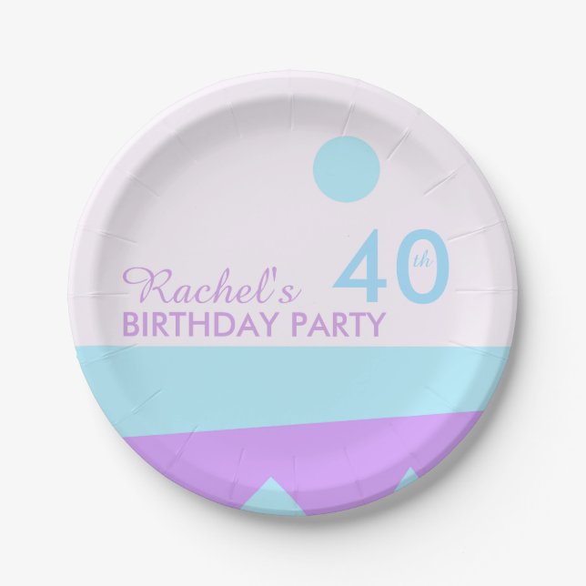 Abstract Land - 40th Birthday Party Paper Plates (Front)