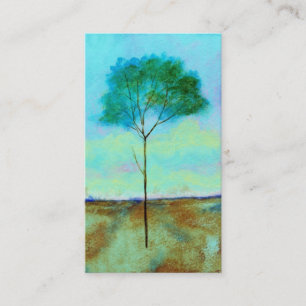 Abstract Landscape Art Lone Skinny Tree Painting Business Card