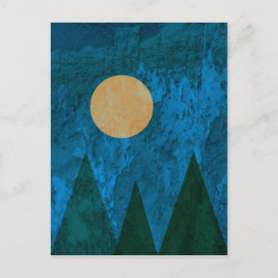 Abstract Landscape Art Mountains Moon Sky Postcard
