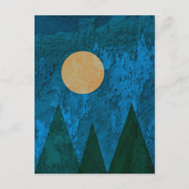Abstract Landscape Art Mountains Moon Sky Postcard (Front)