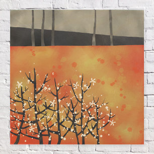Abstract Landscape Art Orange Wood Wall Art