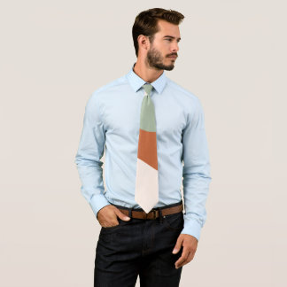 Abstract Landscape Art – Terracotta, Sage & Sky Bl Neck Tie
