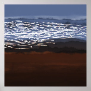 Abstract Landscape Brown Blue Modern Art Poster