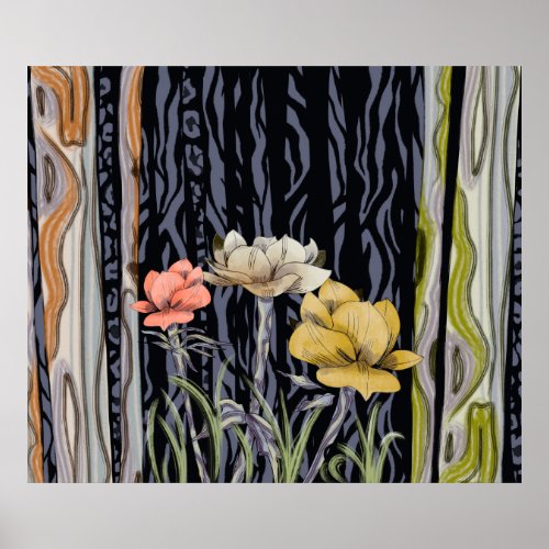 Abstract landscape bushfire art poster