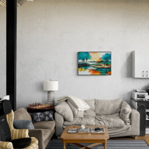 Abstract Landscape, Colorful Acrylic Painting Poster