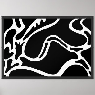 Abstract Landscape Doodles Black and white Framed Art