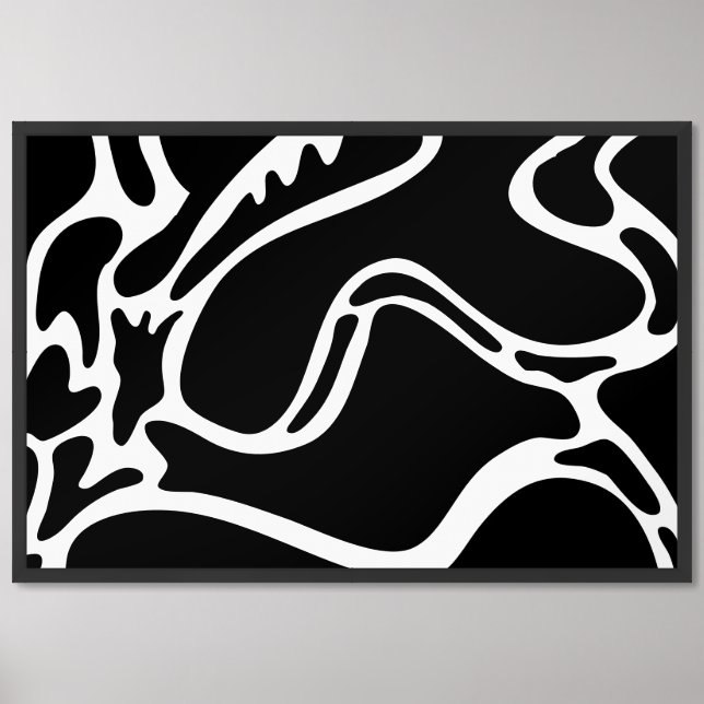 Abstract Landscape Doodles Black and white Framed Art (Framed Front)