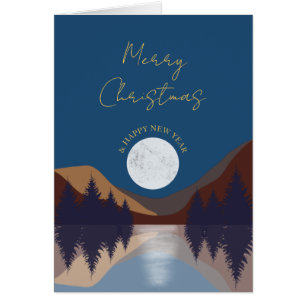 Abstract Landscape Forest Moon Christmas Card