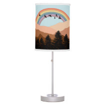 Abstract Landscape Forest Rainbow & Birds Nursery Table Lamp