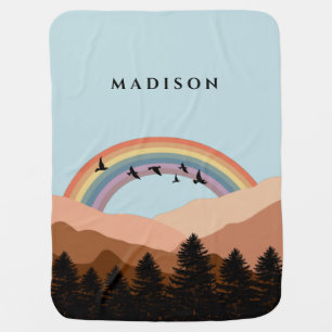 Abstract Landscape Forest Trees Rainbow & Birds Baby Blanket