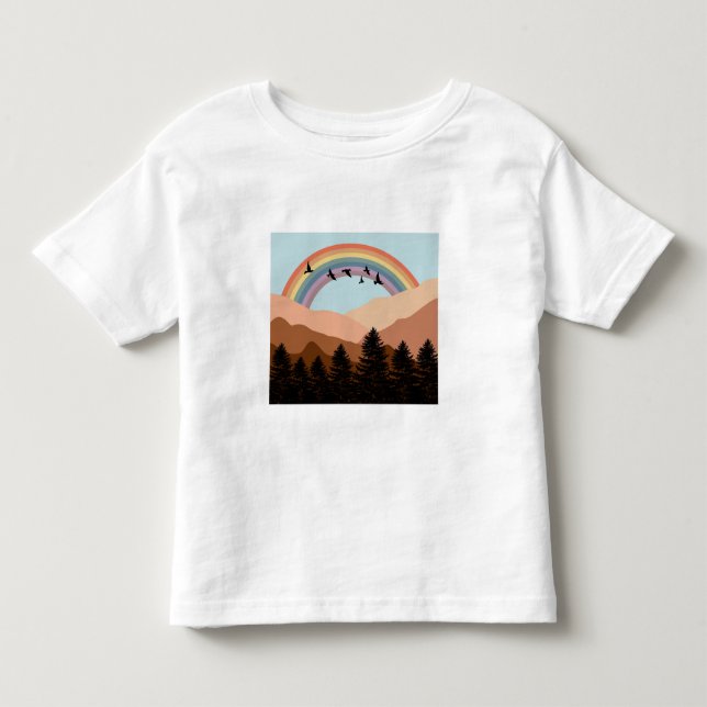 Abstract Landscape Forest Trees Rainbow & Birds  Toddler T-shirt (Front)