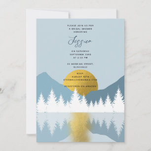 Abstract Landscape Golden Winter Bridal Shower Invitation