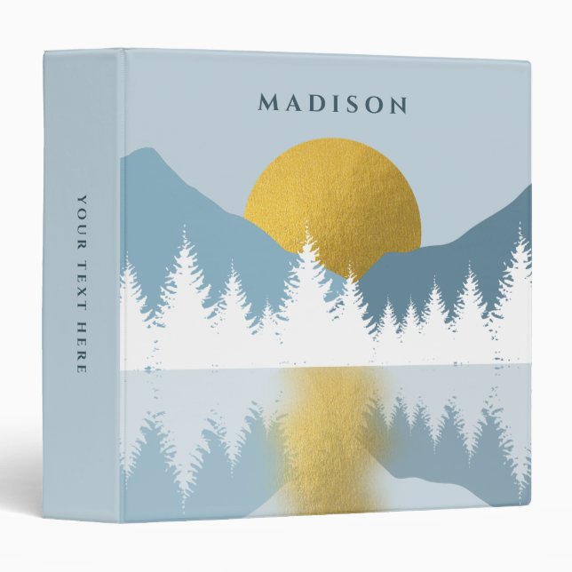 Abstract Landscape Golden Winter Sunset Sunrise 3 Ring Binder (Front/Spine)