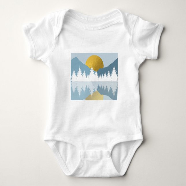 Abstract Landscape Golden Winter Sunset Sunrise   Baby Bodysuit (Front)