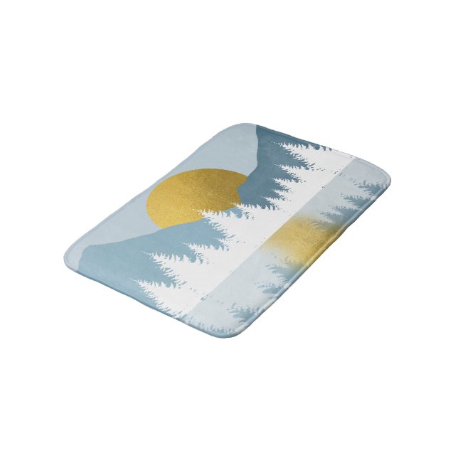 Abstract Landscape Golden Winter Sunset Sunrise   Bath Mat (Angled)