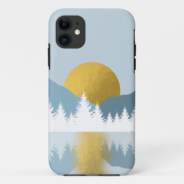 Abstract Landscape Golden Winter Sunset Sunrise Case-Mate iPhone Case (Back)