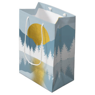Abstract Landscape Golden Winter Sunset Sunrise Medium Gift Bag