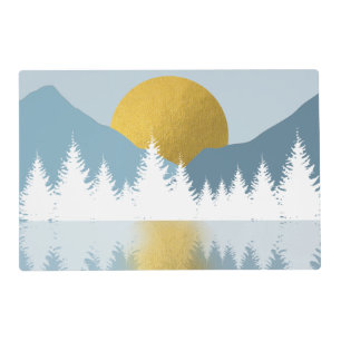 Abstract Landscape Golden Winter Sunset Sunrise Placemat