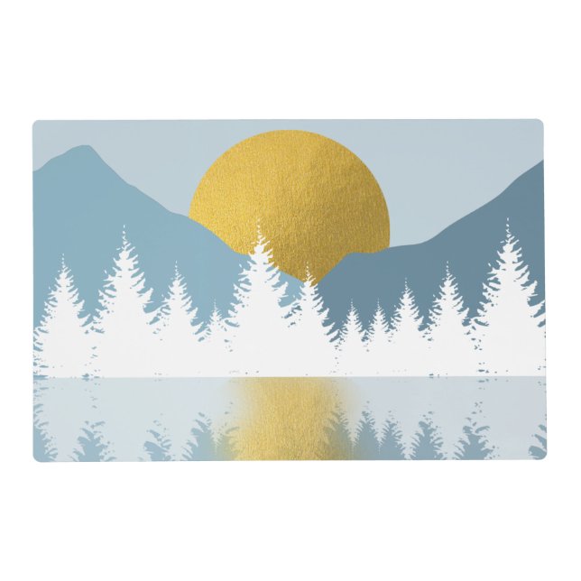 Abstract Landscape Golden Winter Sunset Sunrise  Placemat (Front)