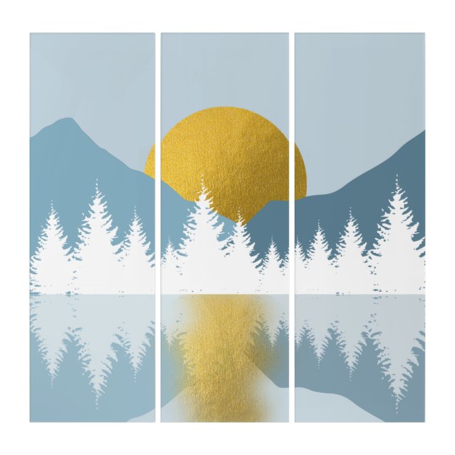 Abstract Landscape Golden Winter Sunset Sunrise  Triptych (Front)
