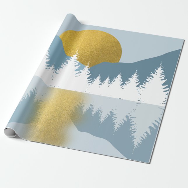 Abstract Landscape Golden Winter Sunset Sunrise Wrapping Paper (Unrolled)