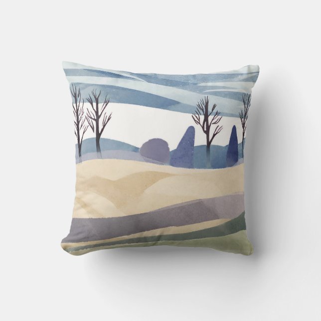 Abstract Landscape Minimalist Style Throw Pillow (Front)