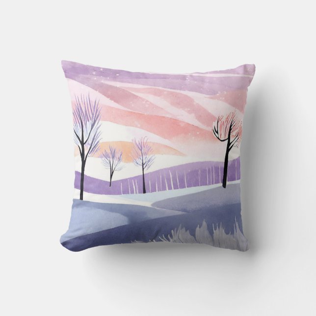 Abstract Landscape Minimalist Style Throw Pillow (Front)