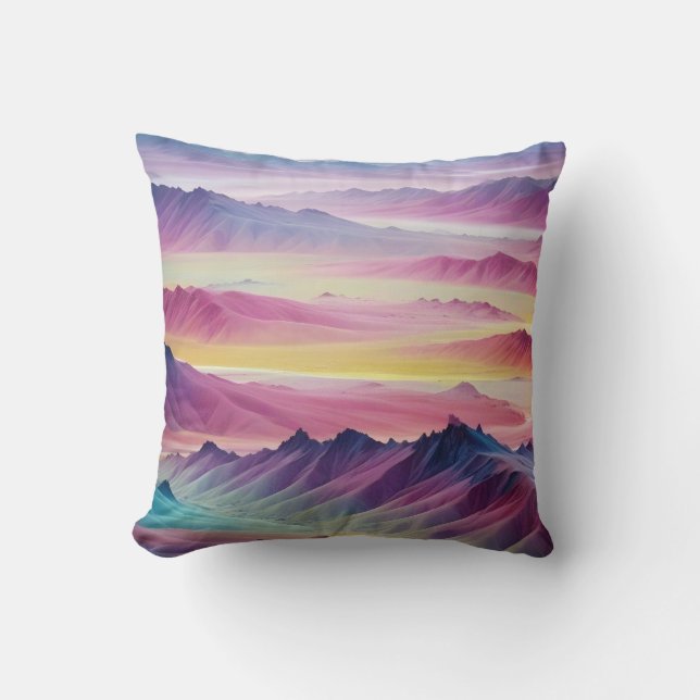 Abstract Landscape Mountains Valley Nature Scenery Throw Pillow (Front)