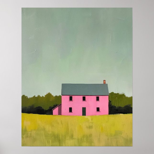 Abstract Landscape Painting,  Farmhouse Horizon  Poster (Front)