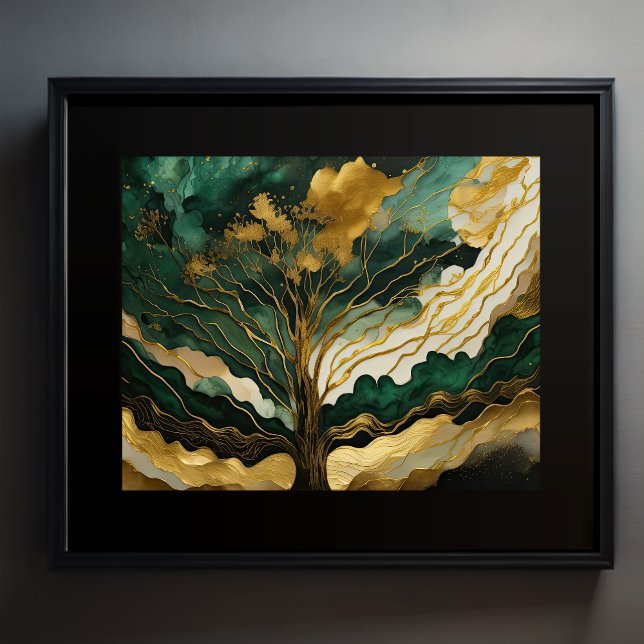 Abstract Landscape Painting Gold Green Poster (Creator Uploaded)