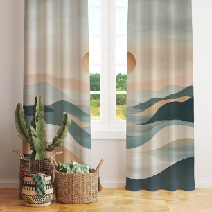 Abstract Landscape Painting Sunset Over Hills Blackout Curtains