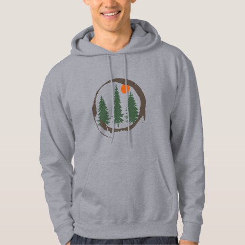 Abstract landscape pine trees in the woods hoodie