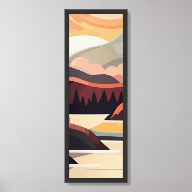 Abstract landscape retro framed art (Framed Front)