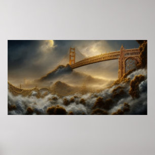 Abstract Landscape storm the Golden Gate Bridge Poster