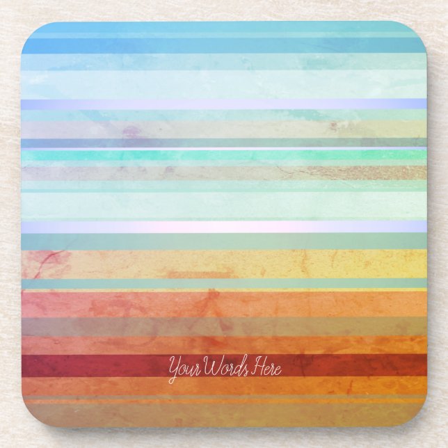 Abstract Landscape Stripes & Your Words Drink Coaster (Front)
