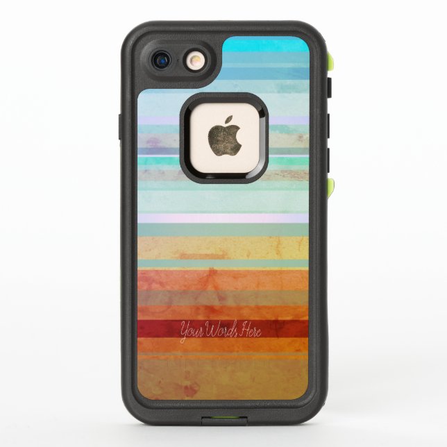 Abstract Landscape Stripes & Your Words LifeProof iPhone Case (Back)