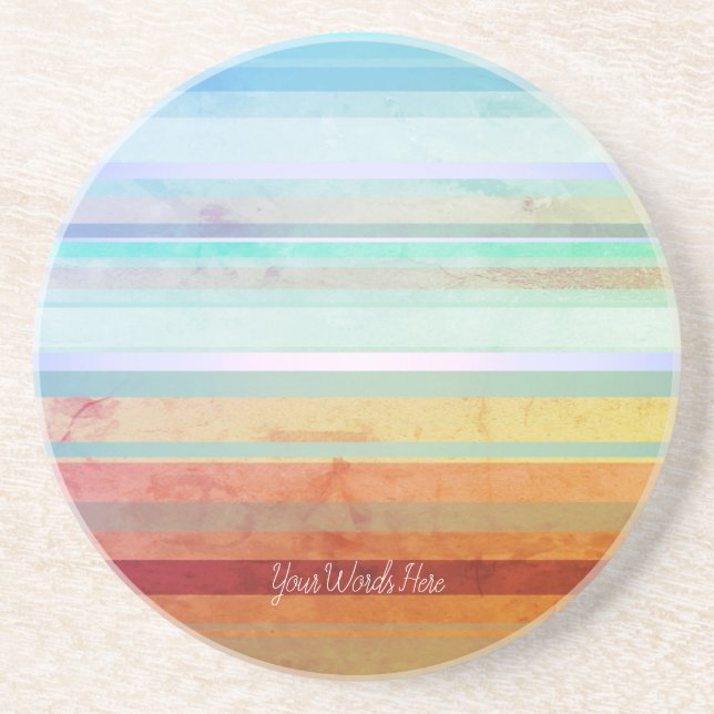 Abstract Landscape Stripes & Your Words Sandstone Coaster (Front)