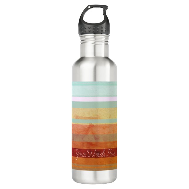 Abstract Landscape Stripes & Your Words Stainless Steel Water Bottle (Front)