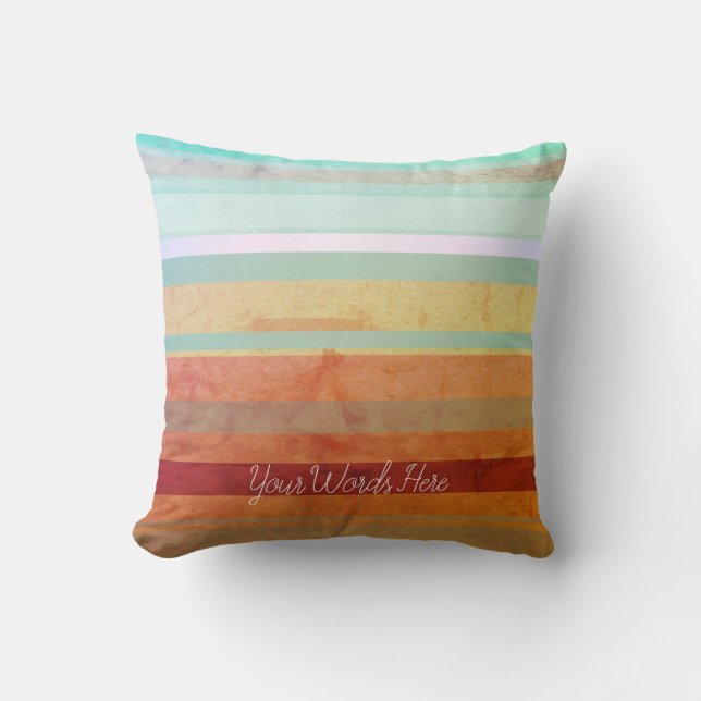 Abstract Landscape Stripes & Your Words Throw Pillow (Front)