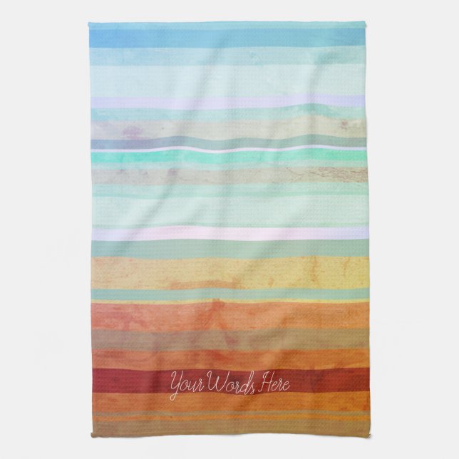 Abstract Landscape Stripes & Your Words Towel (Vertical)