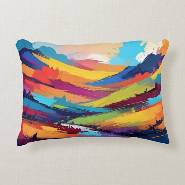 Abstract Landscape Valley Meadow Nature Background Accent Pillow (Front)