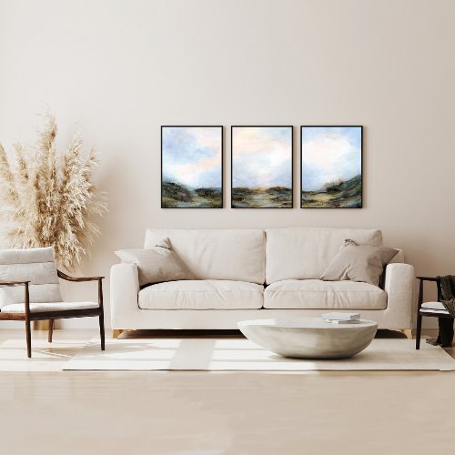 Abstract Landscape with Blue Sky Art Set of 3