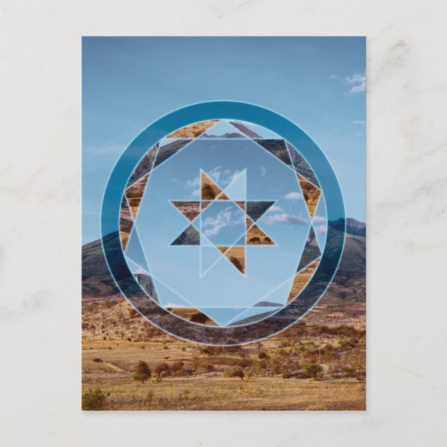 Abstract landscape with geometrical shapes postcard (Front)