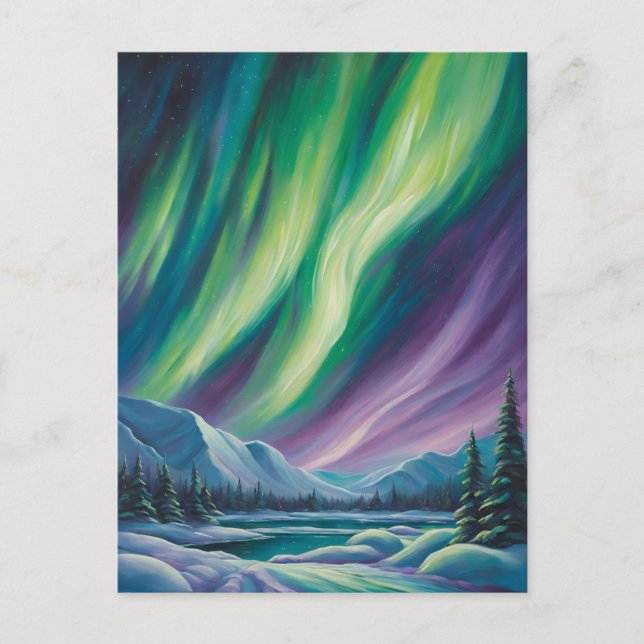 Abstract Landscape with Northern Lights  Postcard (Front)