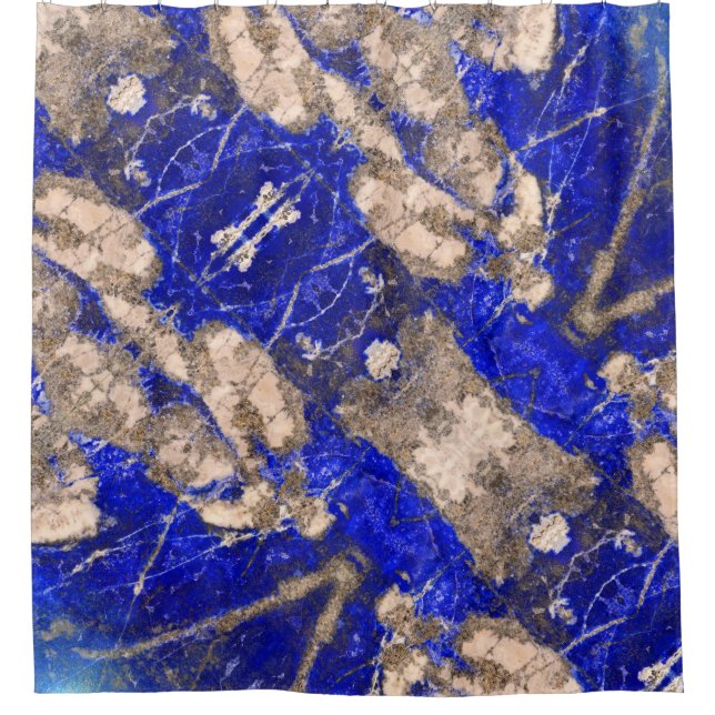 Abstract Lapis Blue gray Granite marble pattern Shower Curtain (Front)