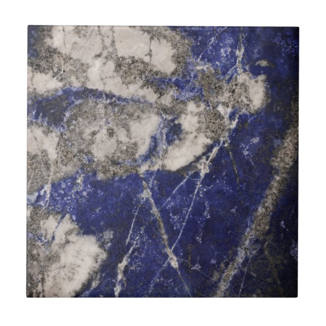 Abstract Lapis Lazuli Blue Granite Ceramic Tile (Front)