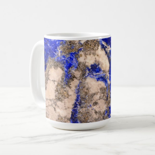 Abstract Lapis Lazuli Blue Granite Coffee Mug (Front Left)